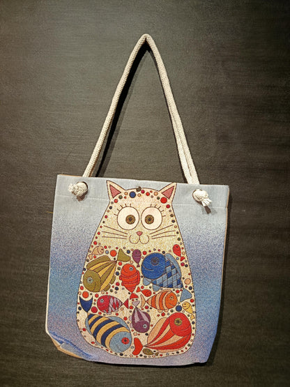 Cats of Istanbul Shoulder Bag: Handmade Organic Cotton Blend
