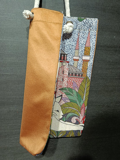 Handmade Cotton Shoulder Bag: Cat & Hagia Sophia Design