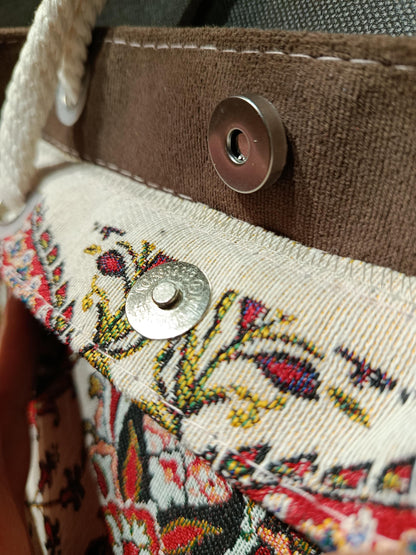 Handmade Floral Tote Bag: Organic Cotton Shoulder Bag