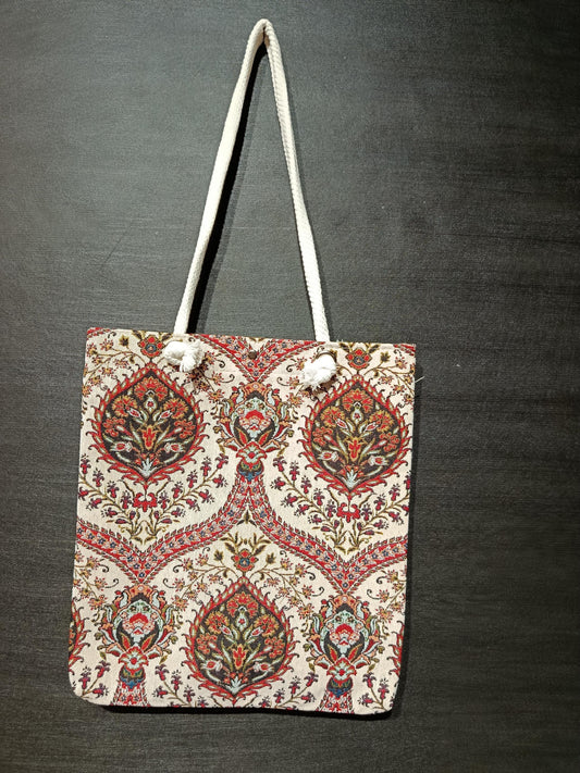 Handmade Floral Tote Bag: Organic Cotton Shoulder Bag
