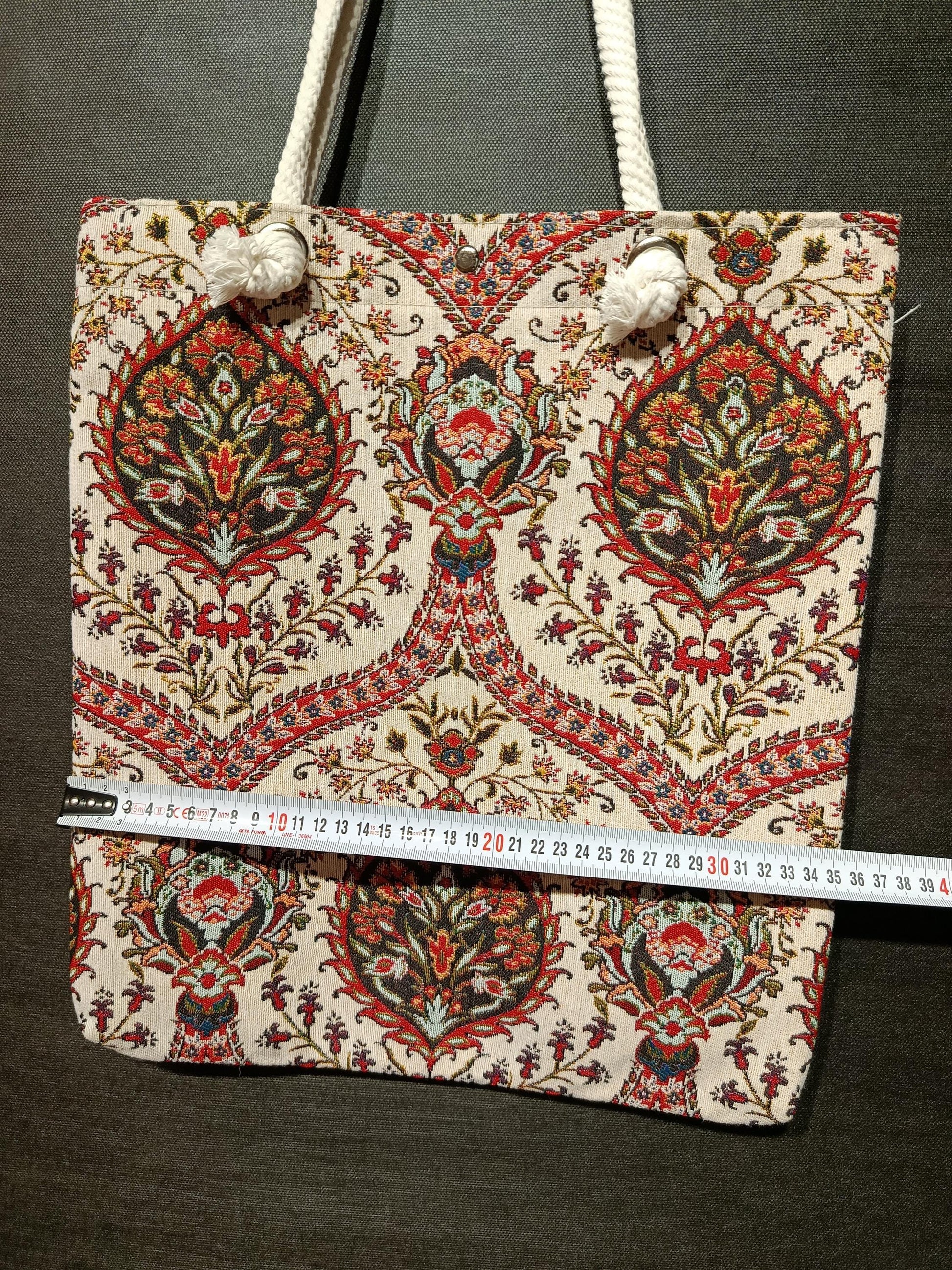 Handmade Floral Tote Bag: Organic Cotton Shoulder Bag