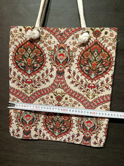 Handmade Floral Tote Bag: Organic Cotton Shoulder Bag