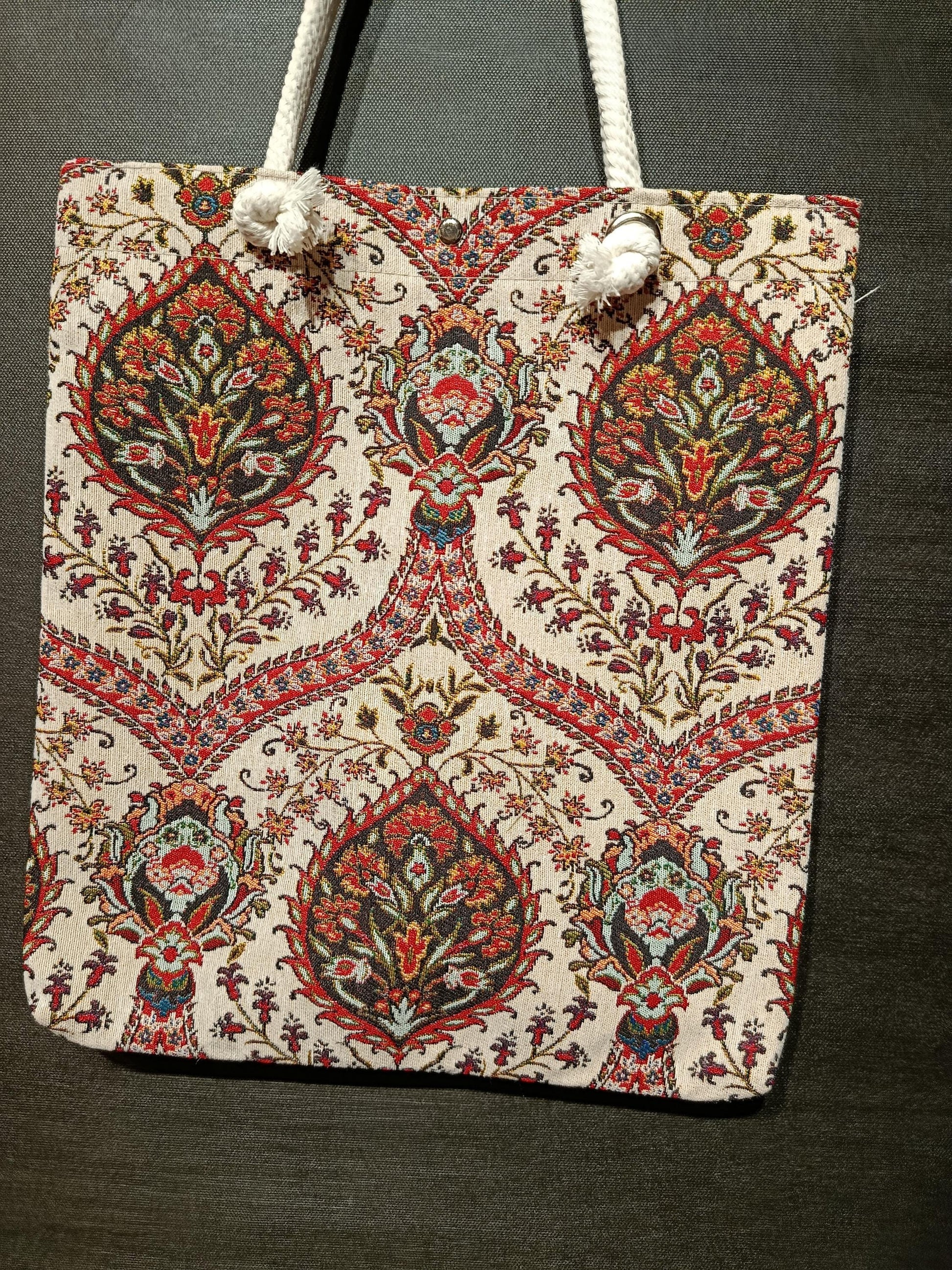 Handmade Floral Tote Bag: Organic Cotton Shoulder Bag