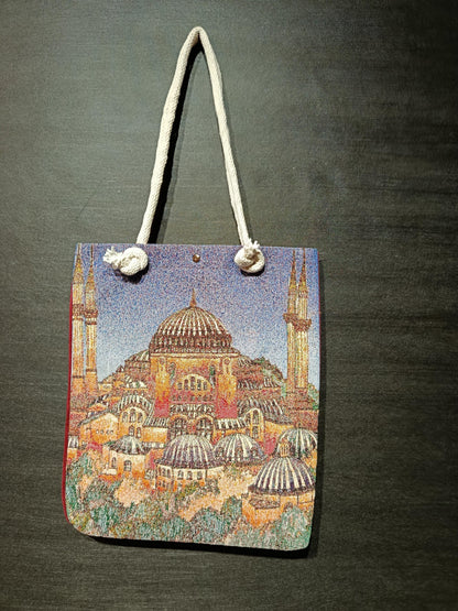 Blue Mosque Tote Bag: Organic Cotton Shoulder Bag (35cmx45cm)