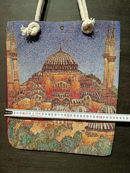 Blue Mosque Tote Bag: Organic Cotton Shoulder Bag (35cmx45cm)