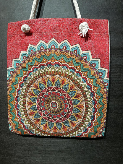 Handmade Mandala Tote Bag: Organic Cotton Shoulder Bag