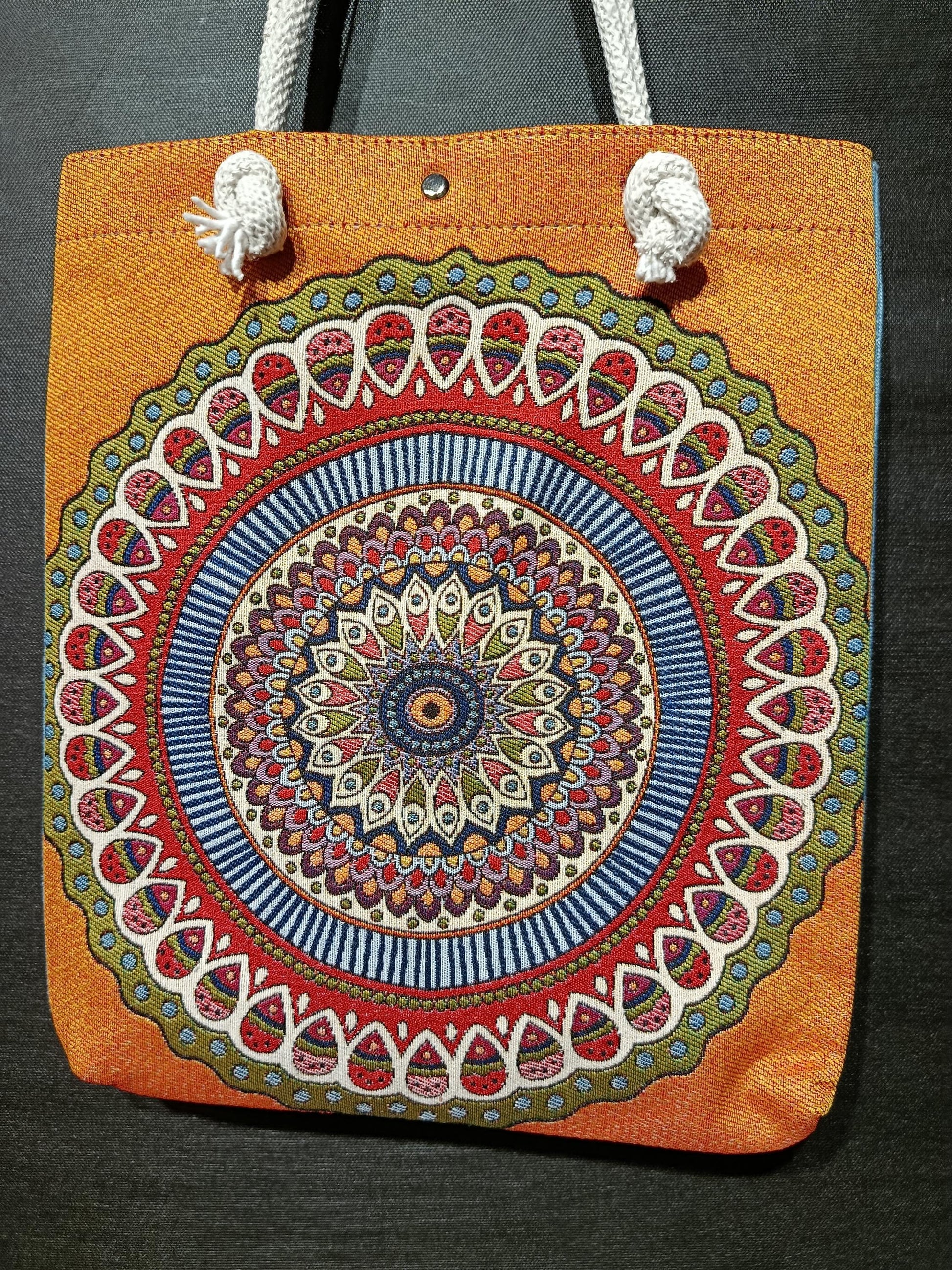 Handmade Mandala Tote Bag: Organic Cotton Shoulder Bag