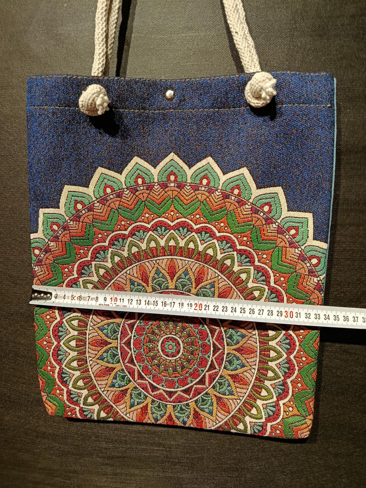 Handmade Mandala Tote Bag: Organic Cotton Shoulder Bag