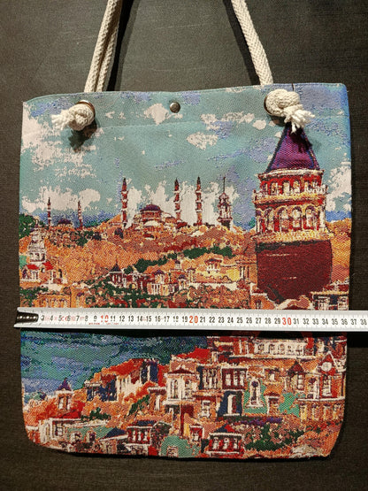 Galata Tower Tote Bag: Organic Cotton Shoulder Bag