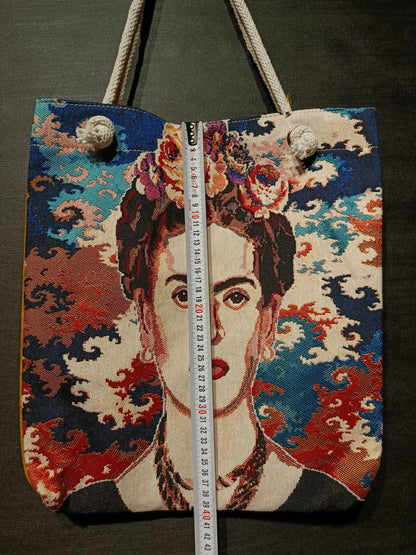 Frida Kahlo Tote Bag: Handmade Cotton Shoulder Bag