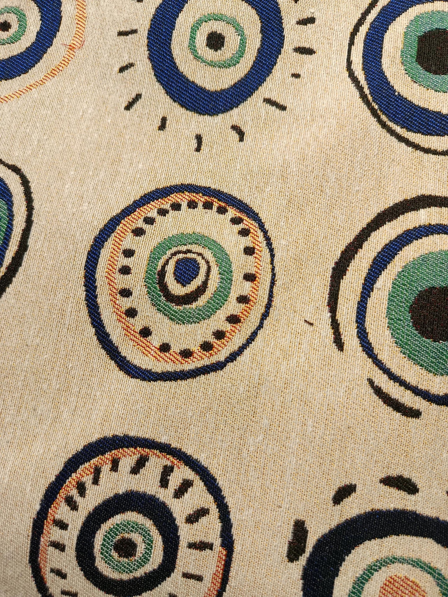 Handmade Shoulder Bag: Organic Cotton Blend, Evil Eye Design (35cmx45cm)