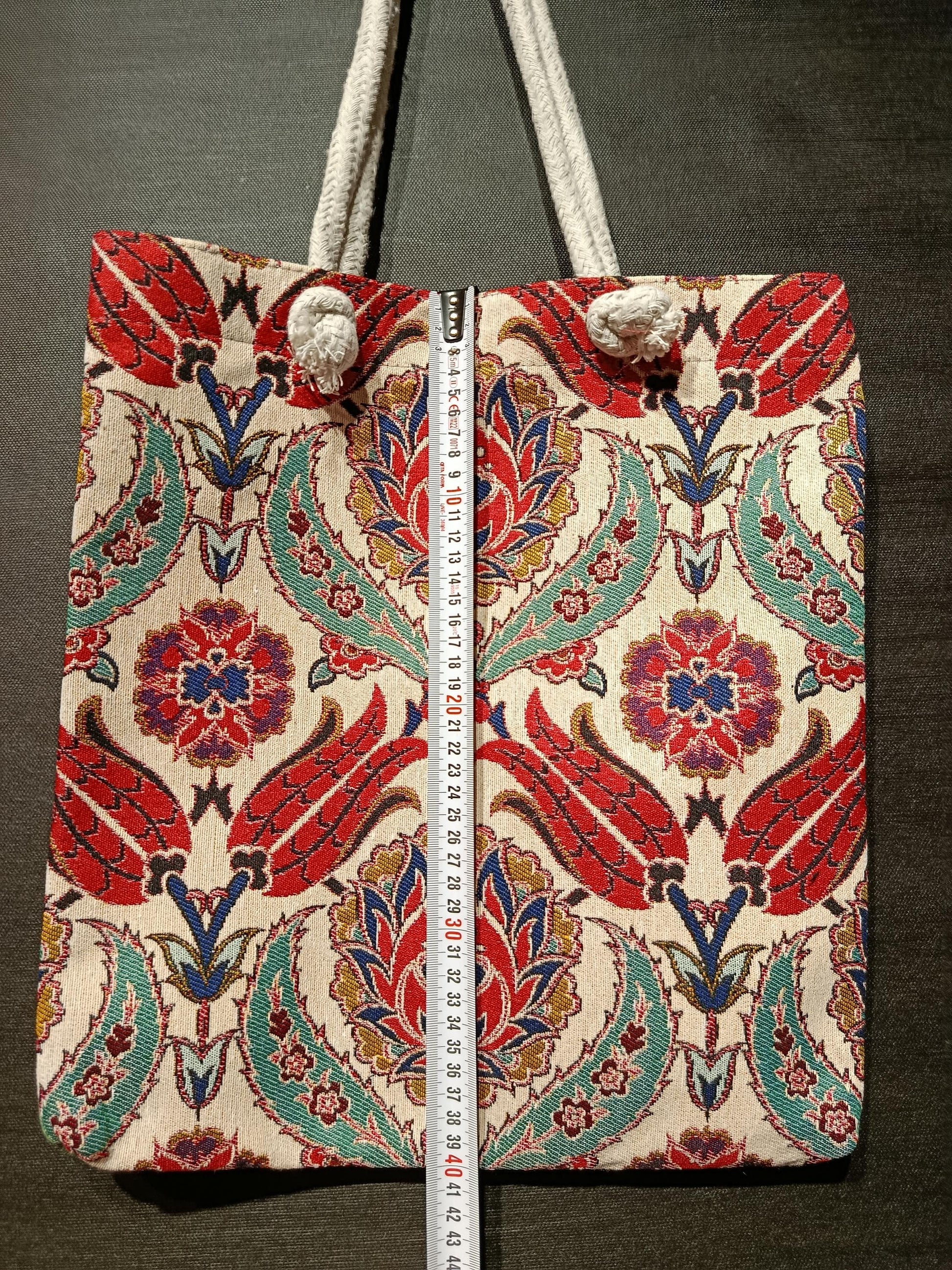 Handmade Floral Tote Bag: Organic Cotton Shoulder Bag