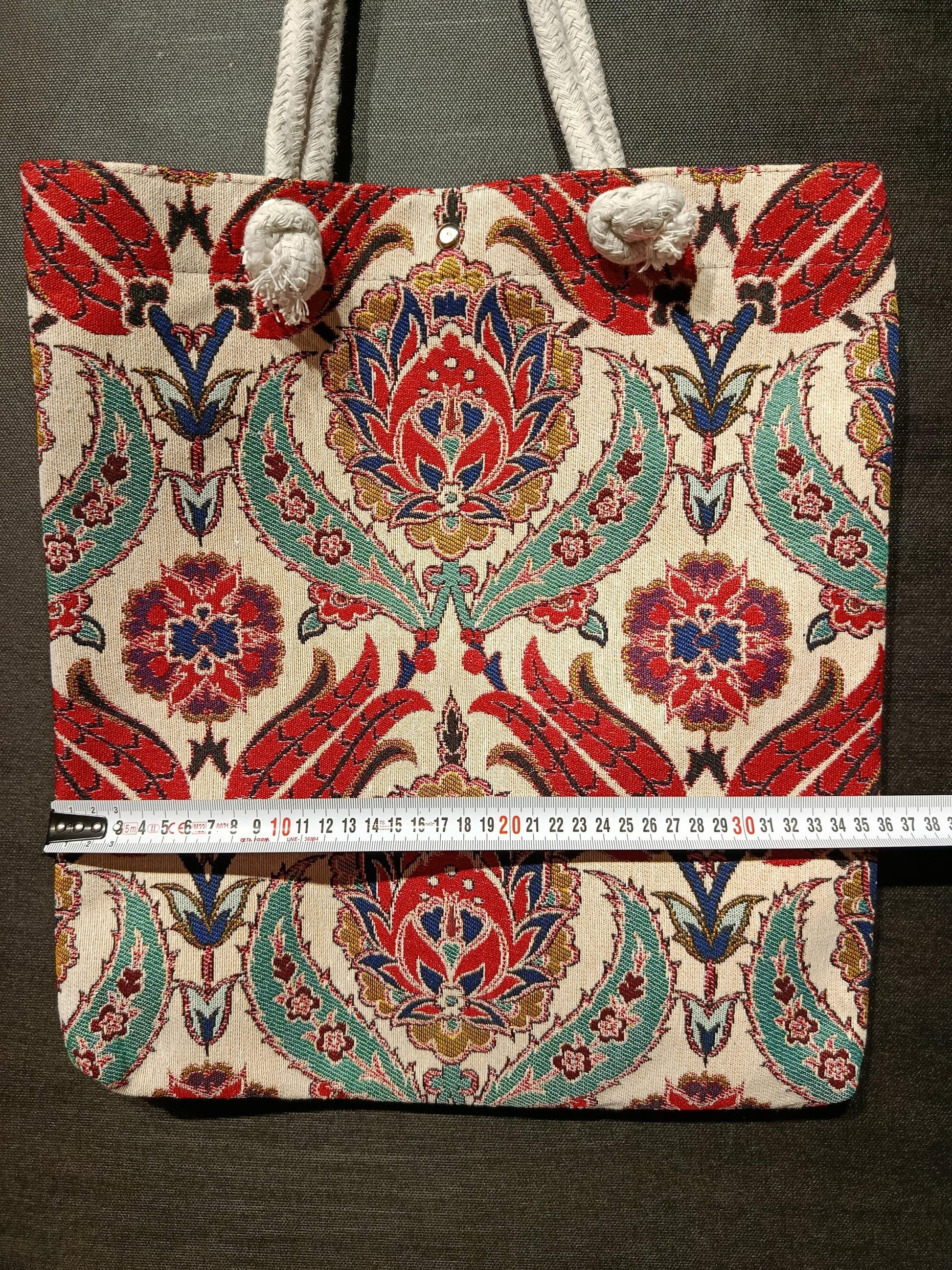 Handmade Floral Tote Bag: Organic Cotton Shoulder Bag