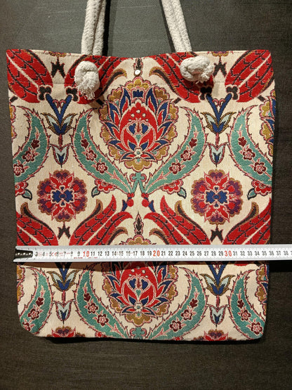 Handmade Floral Tote Bag: Organic Cotton Shoulder Bag