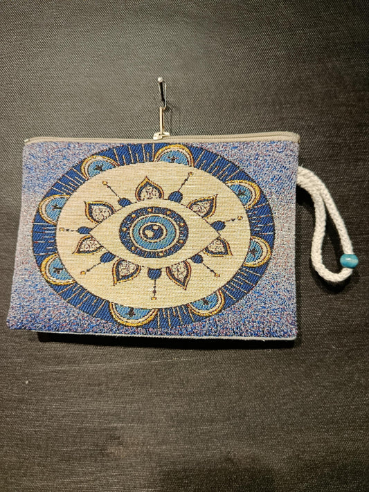 Handmade Evil Eye Purse: Organic Cotton Blend, Daily Use Bag (15cmx20cm)