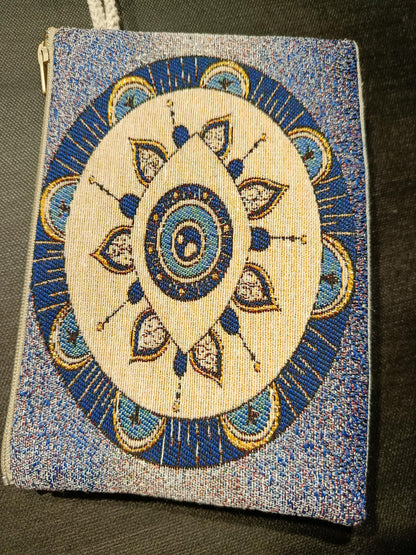 Handmade Evil Eye Purse: Organic Cotton Blend, Daily Use Bag (15cmx20cm)