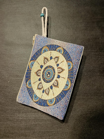 Handmade Evil Eye Purse: Organic Cotton Blend, Daily Use Bag (15cmx20cm)