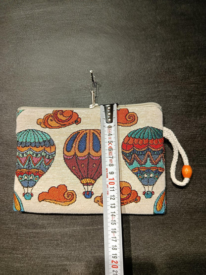 Handmade Hot Air Balloon Purse: Organic Cotton Blend, Small Clutch (15cmx20cm)