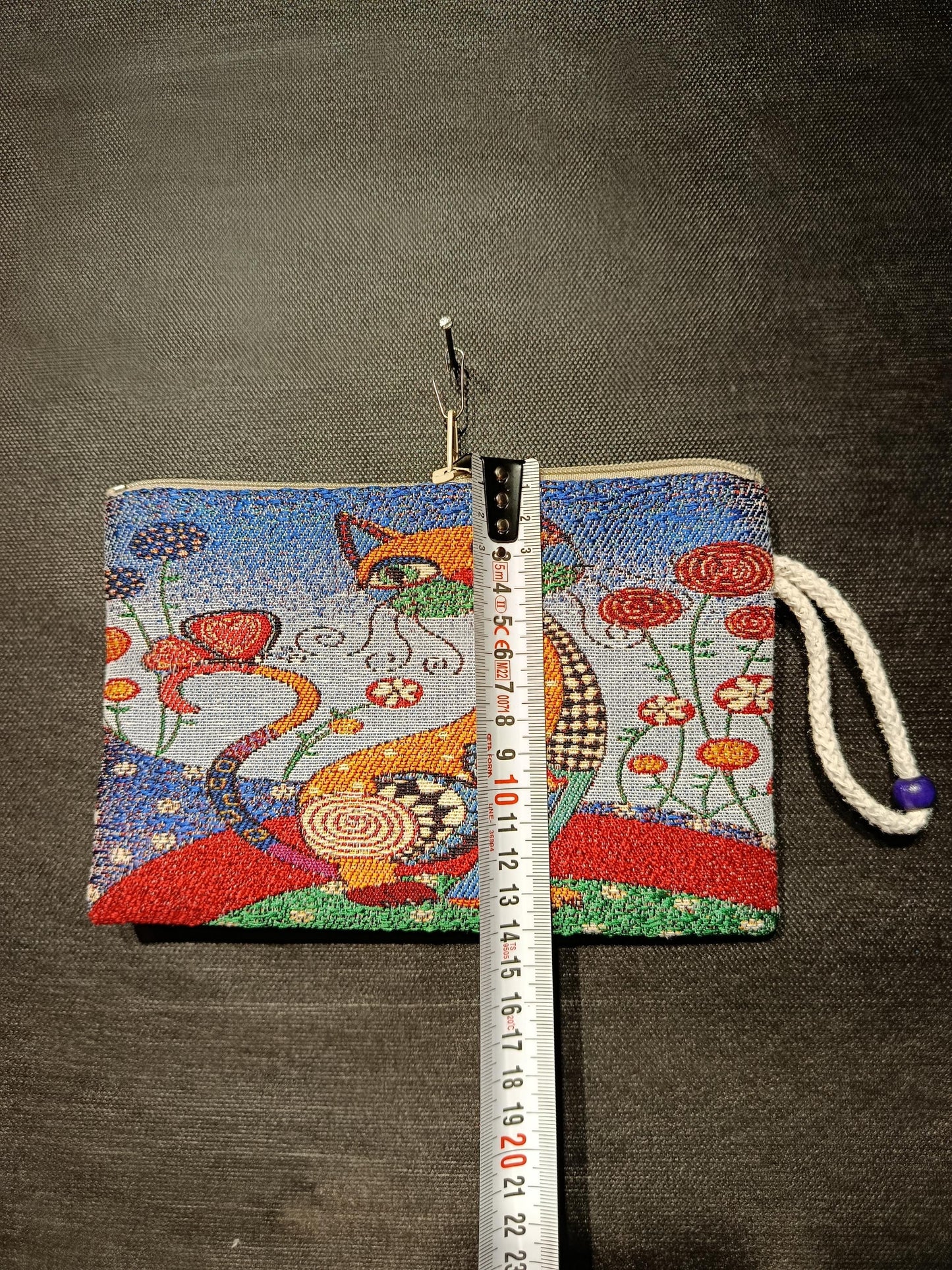 Handmade Tapestry Purse: Floral Cat Design, Small Everyday Bag