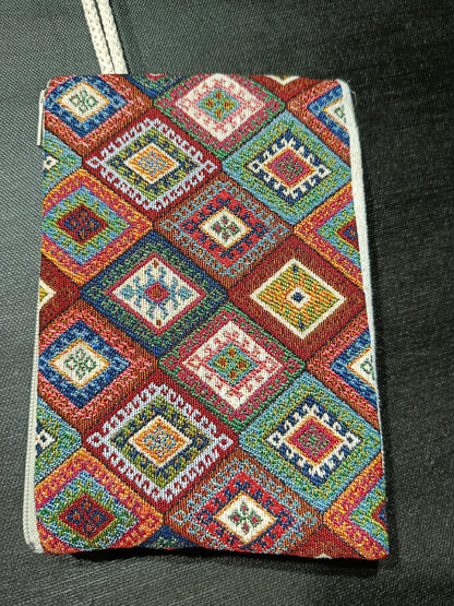 Handmade Cotton Blend Purse: Colorful Diamond Pattern, Daily Use Bag