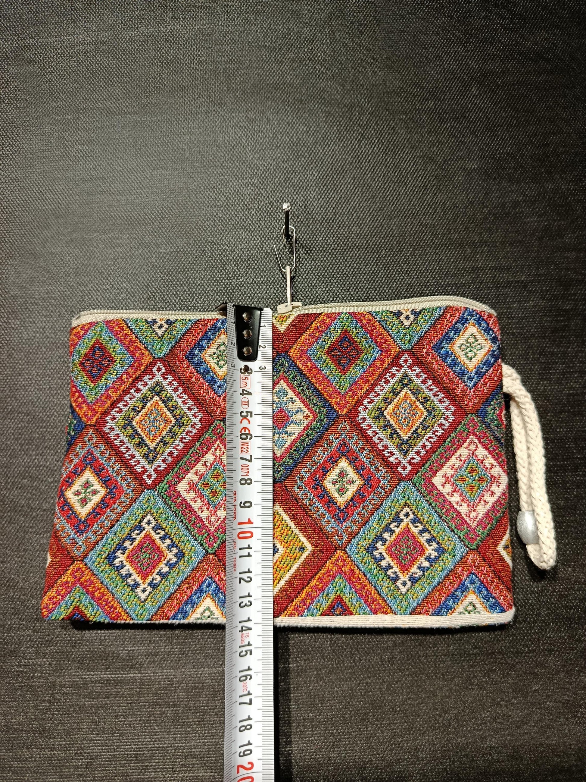 Handmade Cotton Blend Purse: Colorful Diamond Pattern, Daily Use Bag