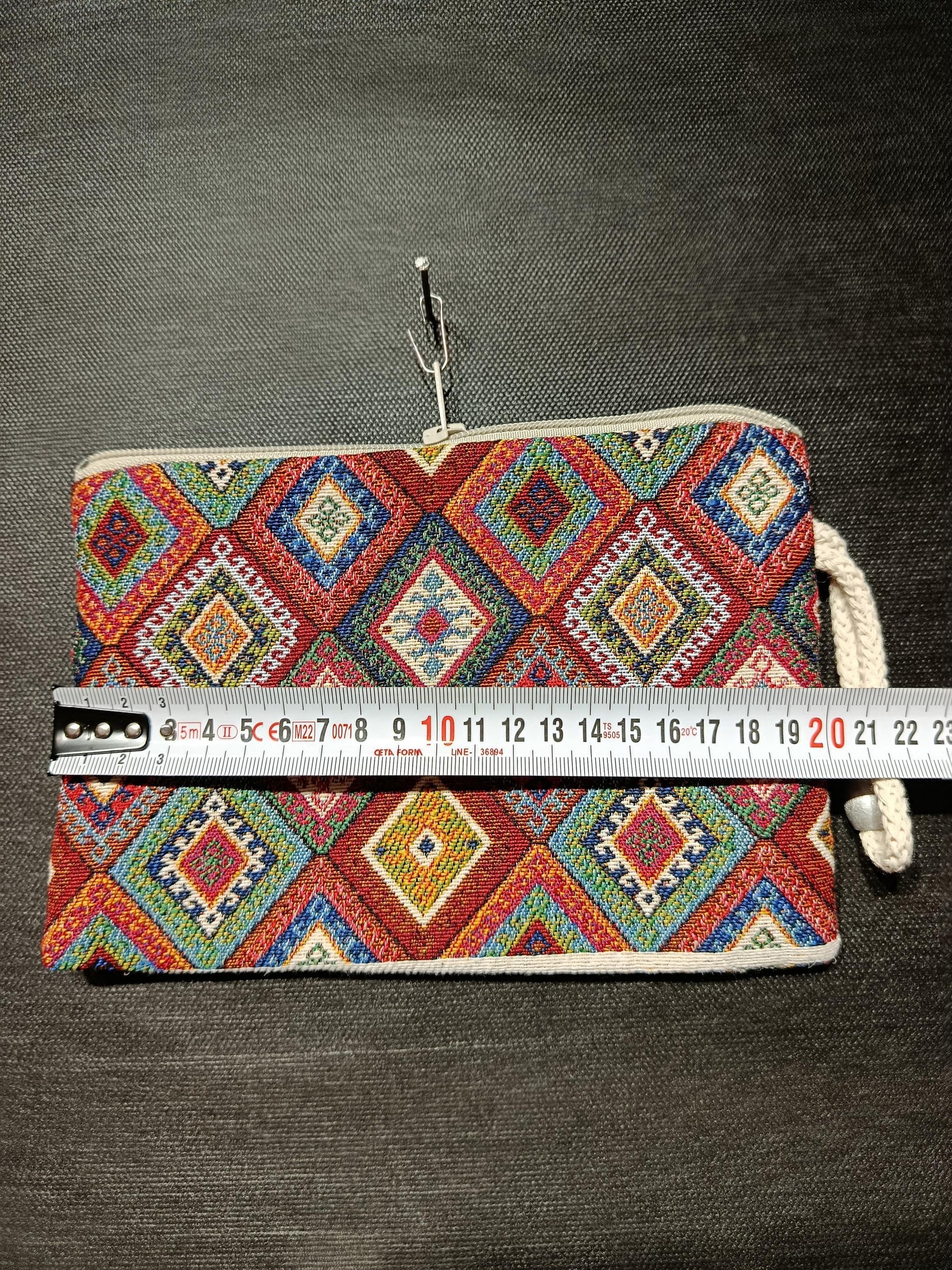 Handmade Cotton Blend Purse: Colorful Diamond Pattern, Daily Use Bag