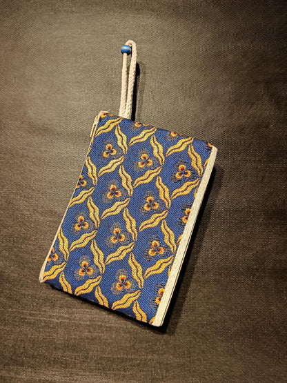 Handmade Blue Gobelin Pouch – Floral Woven Clutch Bag with Yellow Accents – Small Zipper Purse