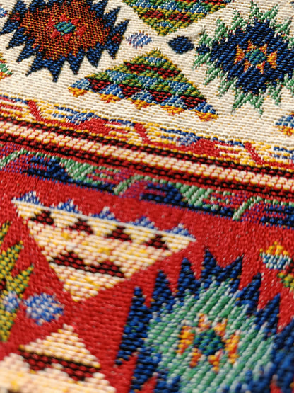 Handmade Gobelin Kilim Clutch – Tribal Patterned Tapestry Pouch – Small Boho Zipper Purse