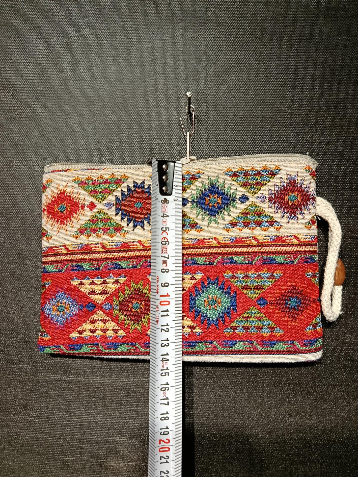Handmade Gobelin Kilim Clutch – Tribal Patterned Tapestry Pouch – Small Boho Zipper Purse
