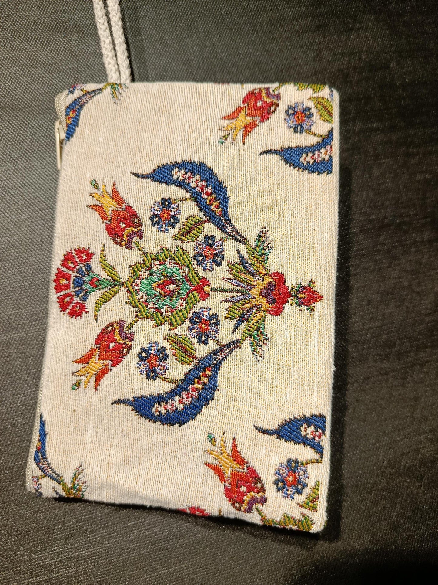 Floral Tapestry Purse: Handmade Cotton Blend Pouch (15cmx20cm)