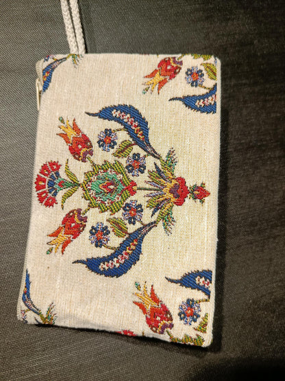 Floral Tapestry Purse: Handmade Cotton Blend Pouch (15cmx20cm)