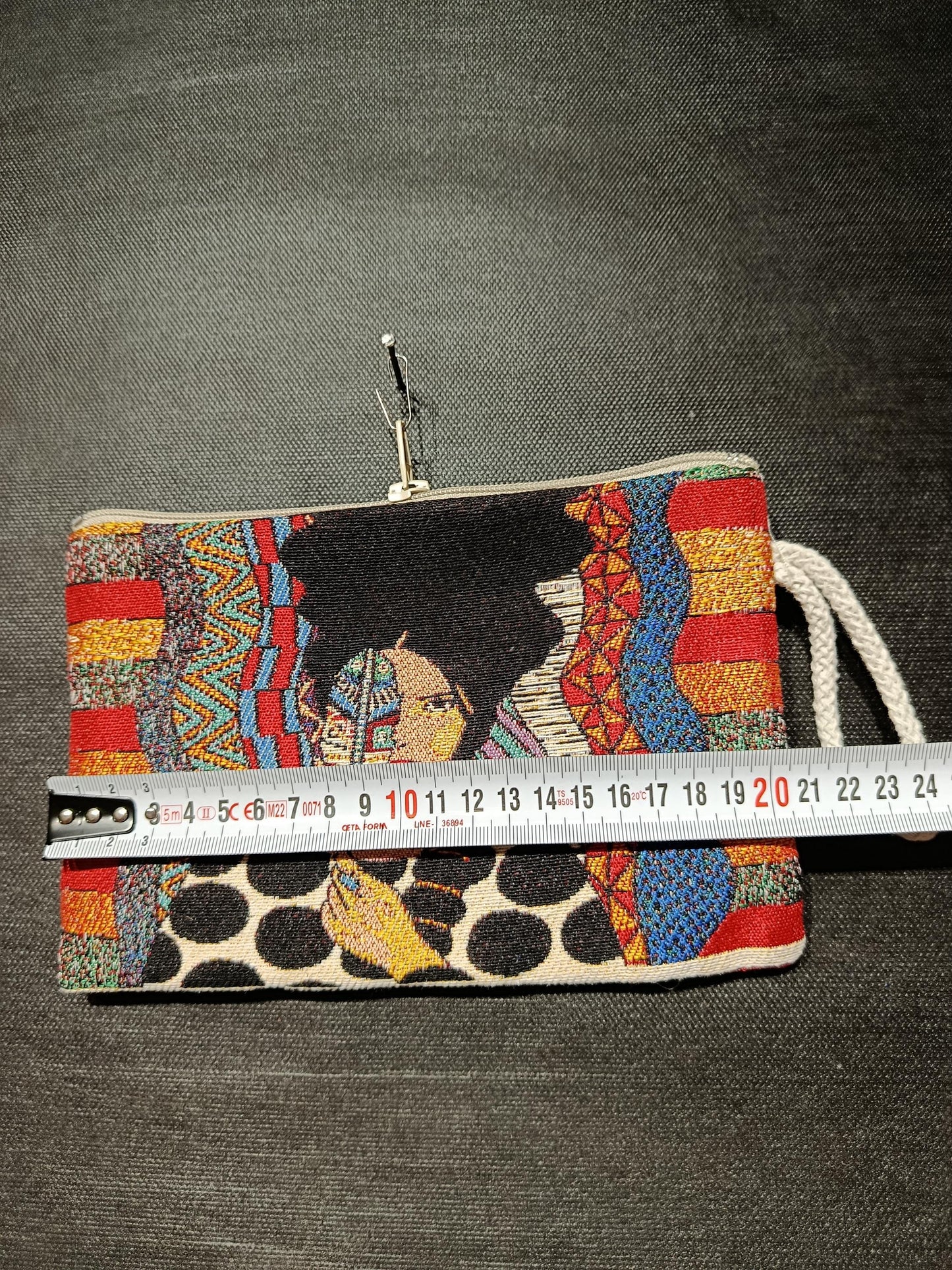 Handmade Gobelin Clutch with Abstract Woman Art – Colorful Tapestry Purse – Boho Artistic Zip Pouch