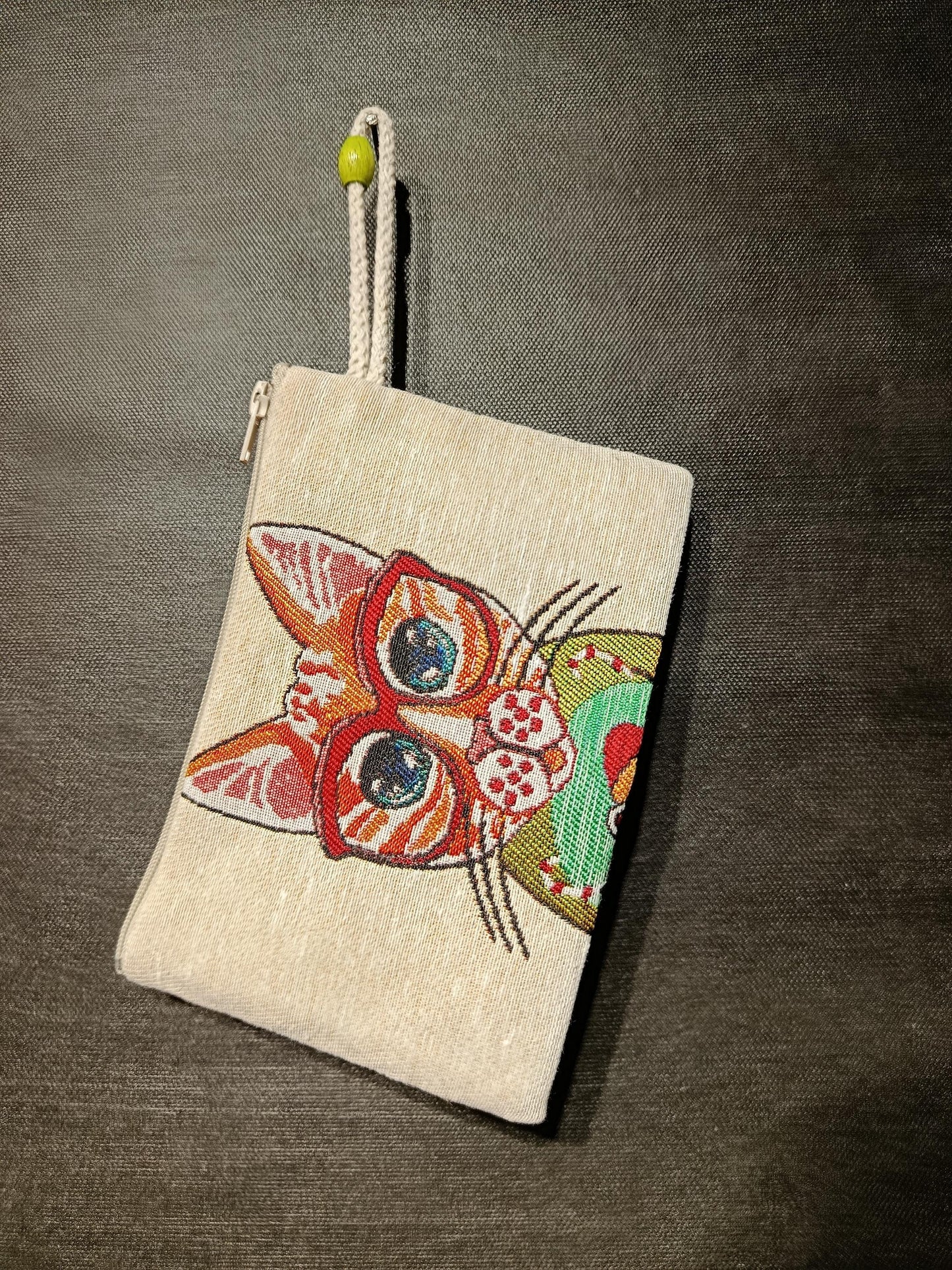 Handmade Cat Tapestry Purse: Small Cotton Blend Bag