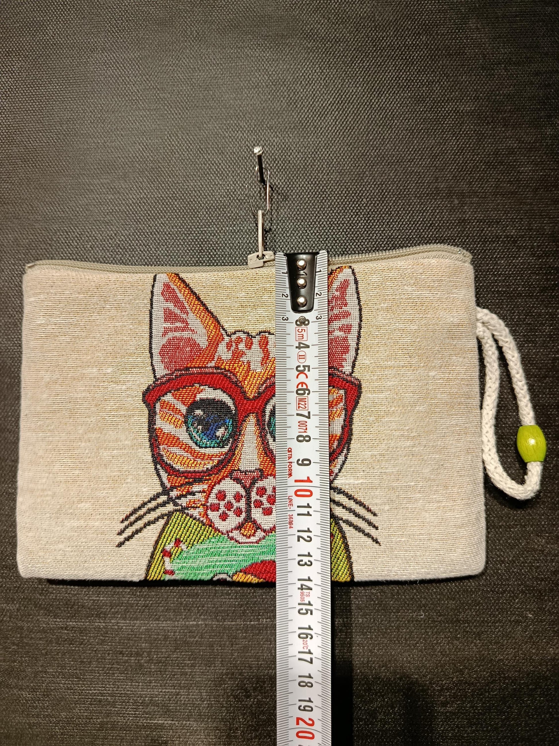 Handmade Cat Tapestry Purse: Small Cotton Blend Bag