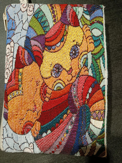 Gobelin Tapestry Cat Purse: Colorful Woven Zip Pouch