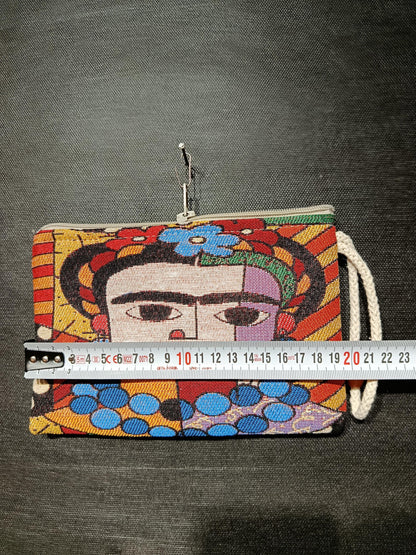 Handmade Frida Kahlo Purse: Cotton Blend Small Bag (15cmx20cm)