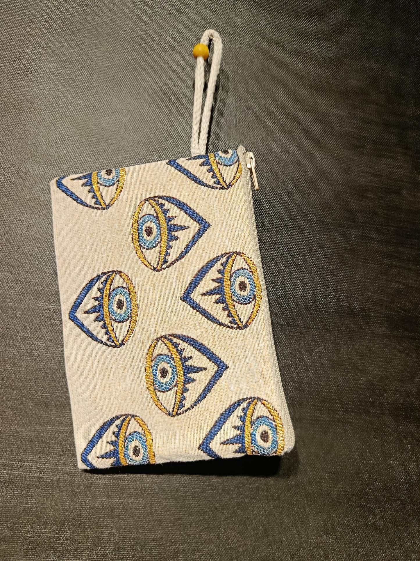 Handmade Evil Eye Purse: Organic Cotton Blend Small Bag (15cmx20cm)