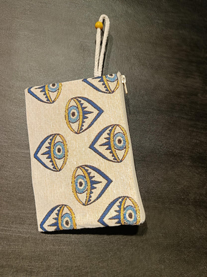 Handmade Evil Eye Purse: Organic Cotton Blend Small Bag (15cmx20cm)
