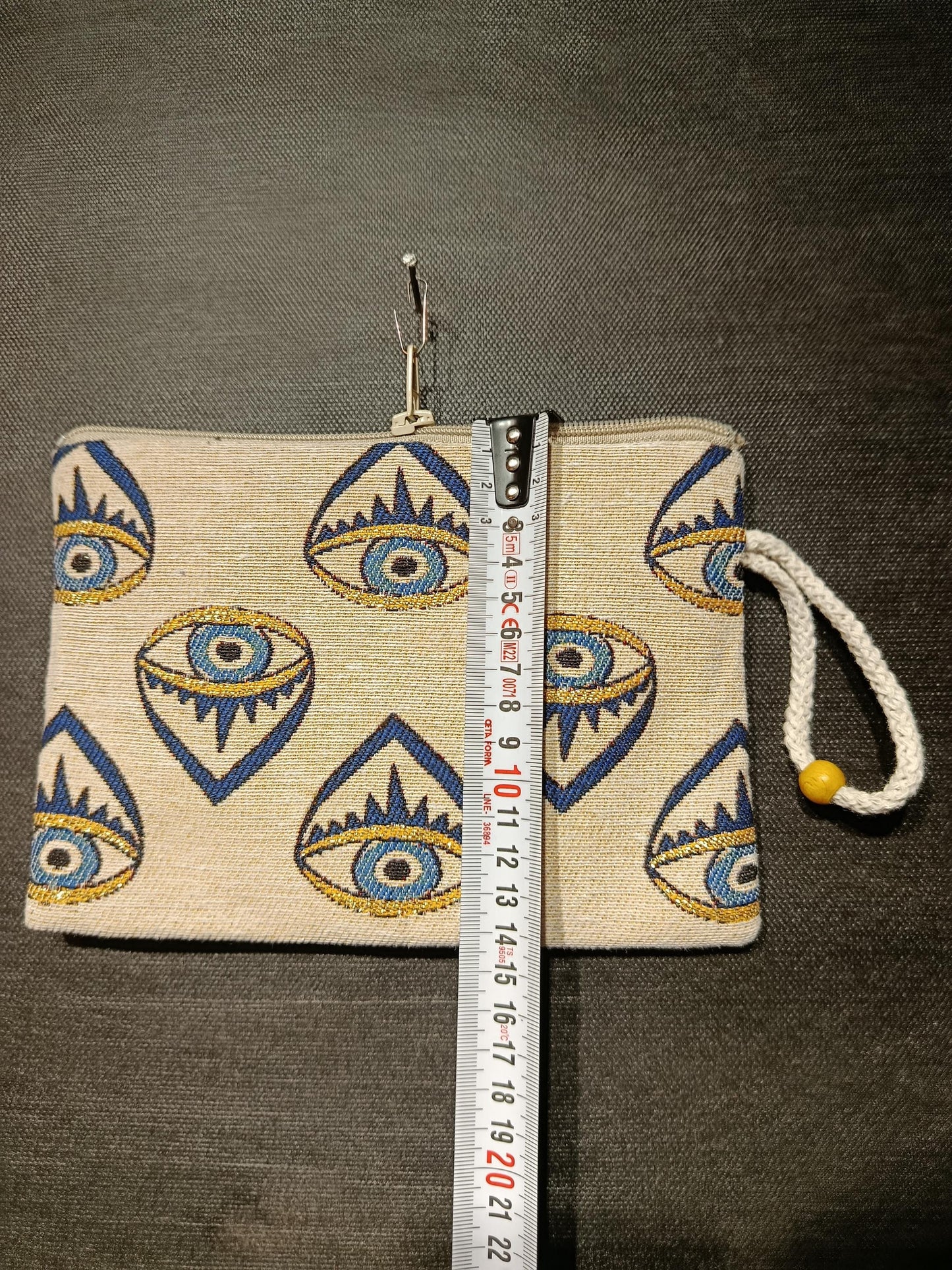 Handmade Evil Eye Purse: Organic Cotton Blend Small Bag (15cmx20cm)