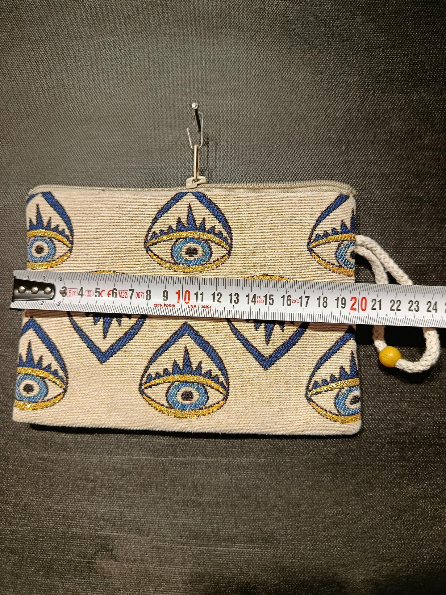 Handmade Evil Eye Purse: Organic Cotton Blend Small Bag (15cmx20cm)