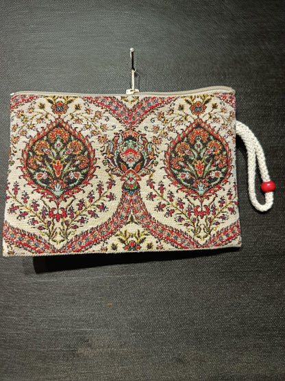 Persian Style Medallion Clutch – Gobelin Tapestry Zipper Pouch with Traditional Oriental Design
