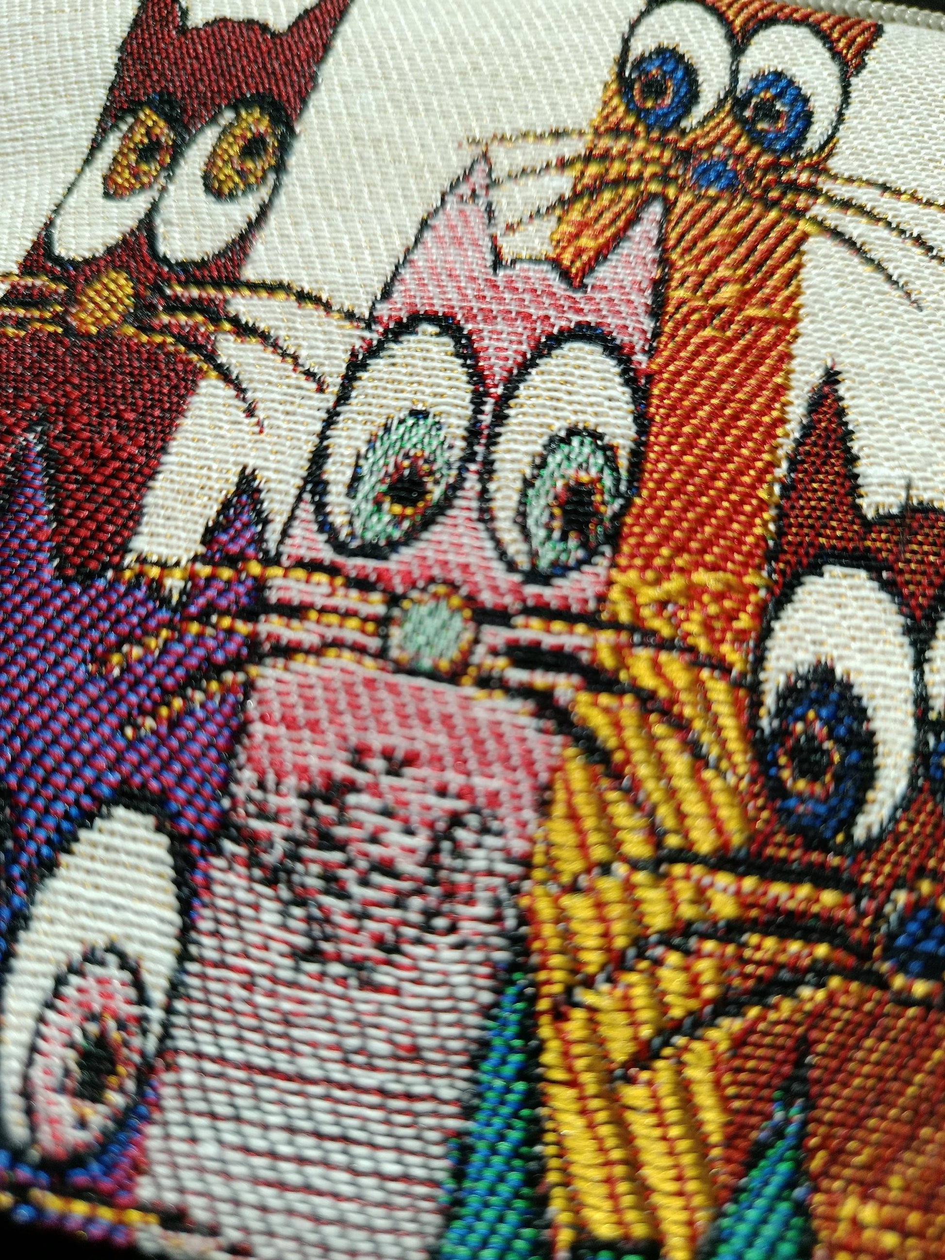 Colorful Cat Tapestry Pouch – Whimsical Feline Clutch Bag from Türkiye