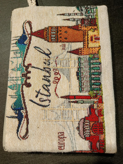 Istanbul Cityscape Tapestry Clutch – Turkish Landmarks Souvenir Pouch