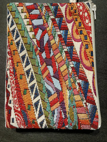 Colorful Kilim Pattern Zipper Pouch – Turkish Gobelin Tapestry Clutch Bag