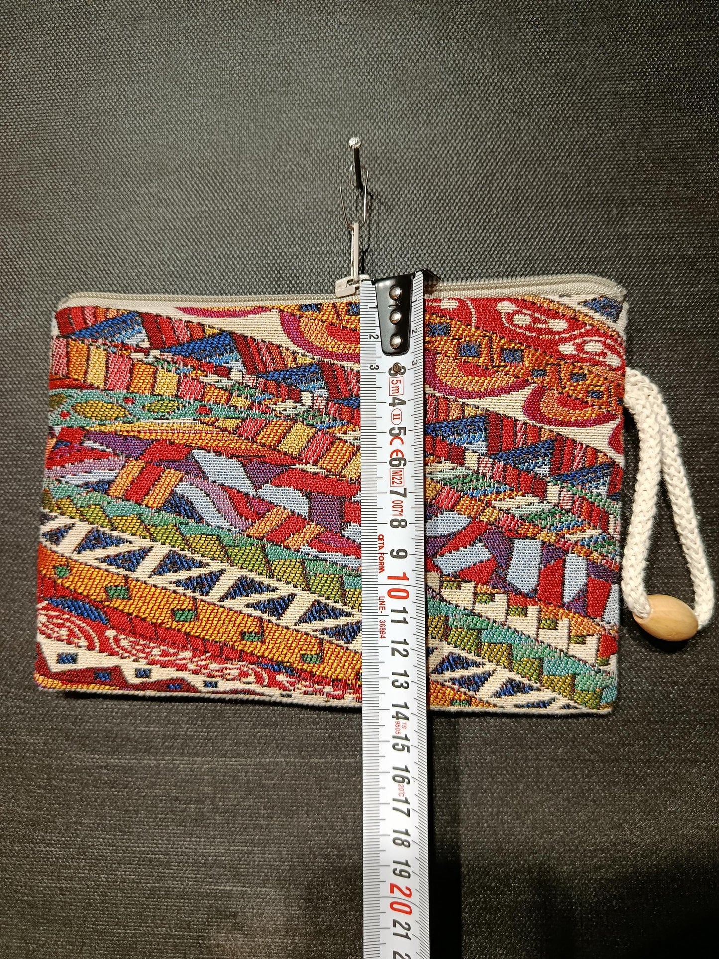 Colorful Kilim Pattern Zipper Pouch – Turkish Gobelin Tapestry Clutch Bag