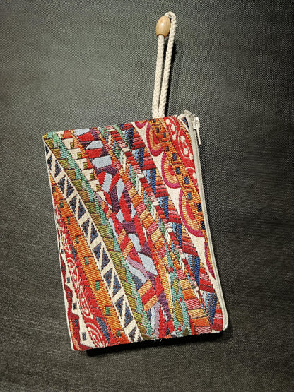Colorful Kilim Pattern Zipper Pouch – Turkish Gobelin Tapestry Clutch Bag