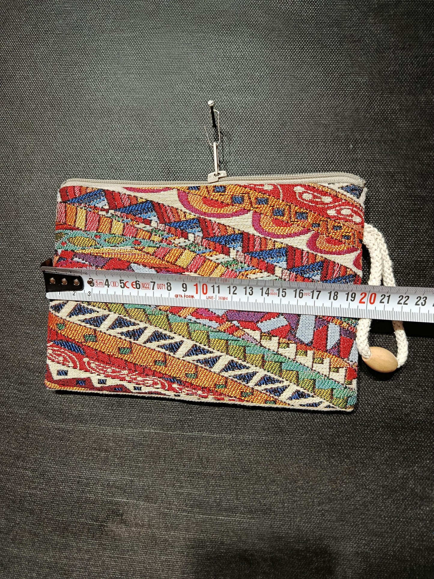Colorful Kilim Pattern Zipper Pouch – Turkish Gobelin Tapestry Clutch Bag
