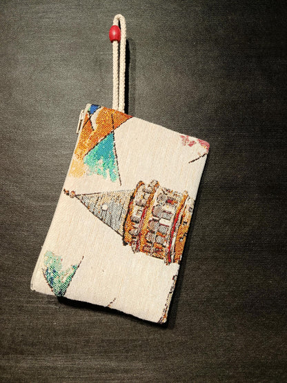 Galata Tower Clutch Bag – Turkish Tapestry Zippered Pouch Souvenir from Istanbul