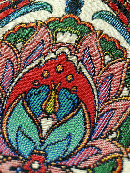 Turkish Tulip Pattern Zipper Pouch – Gobelin Tapestry Clutch Bag, Made in Türkiye