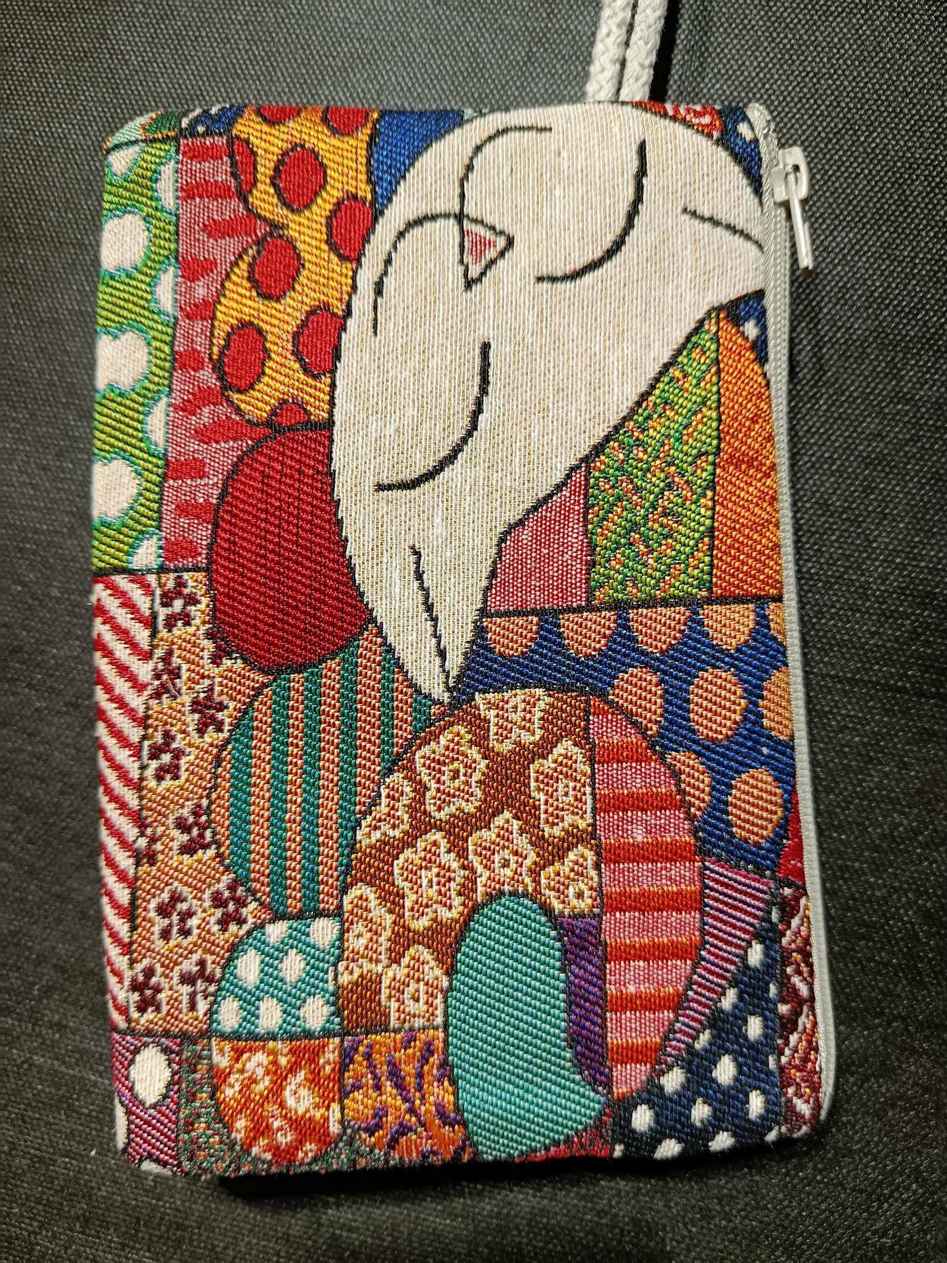 Colorful Patchwork Cat Clutch – Tapestry Zippered Pouch Made in Turkey